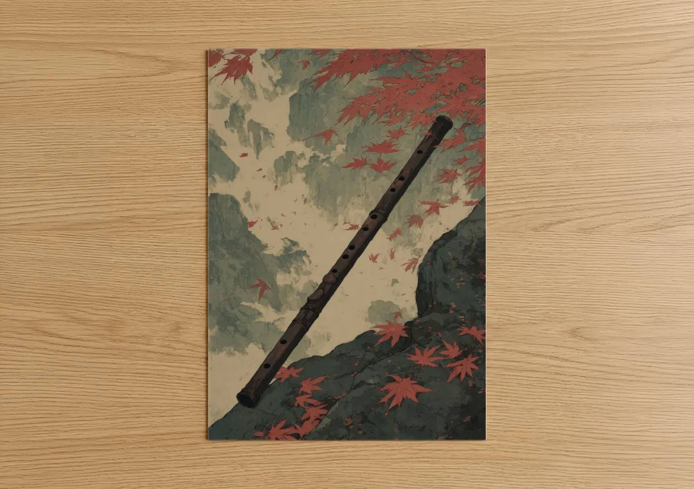 Autumn Flute Japanese Woodblock Wall Art