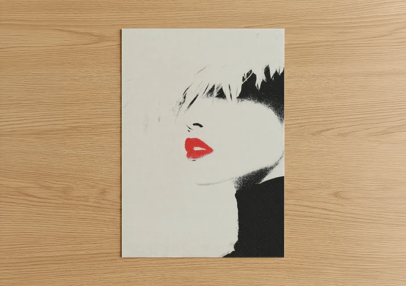 Retro Glamour Portrait Red Lips Black White Wall Art