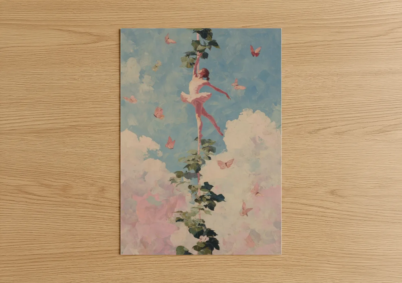 Ethereal Pole Dancer Pink Butterflies Wall Art