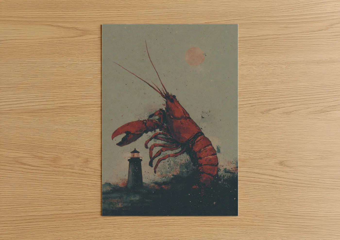 Giant Red Lobster Lighthouse Fantasy Wall Art