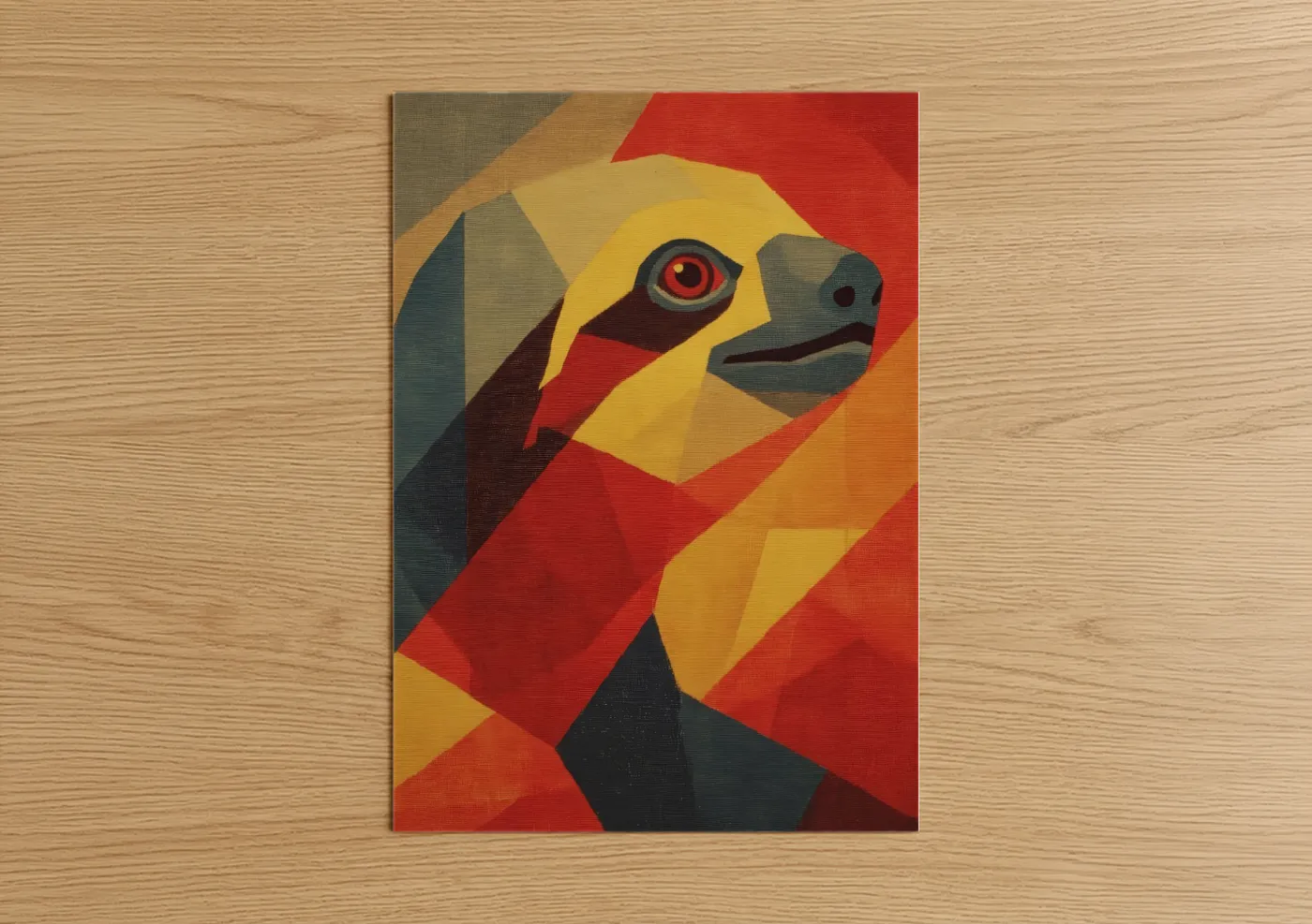 Crimson Sloth Geometric Wall Art