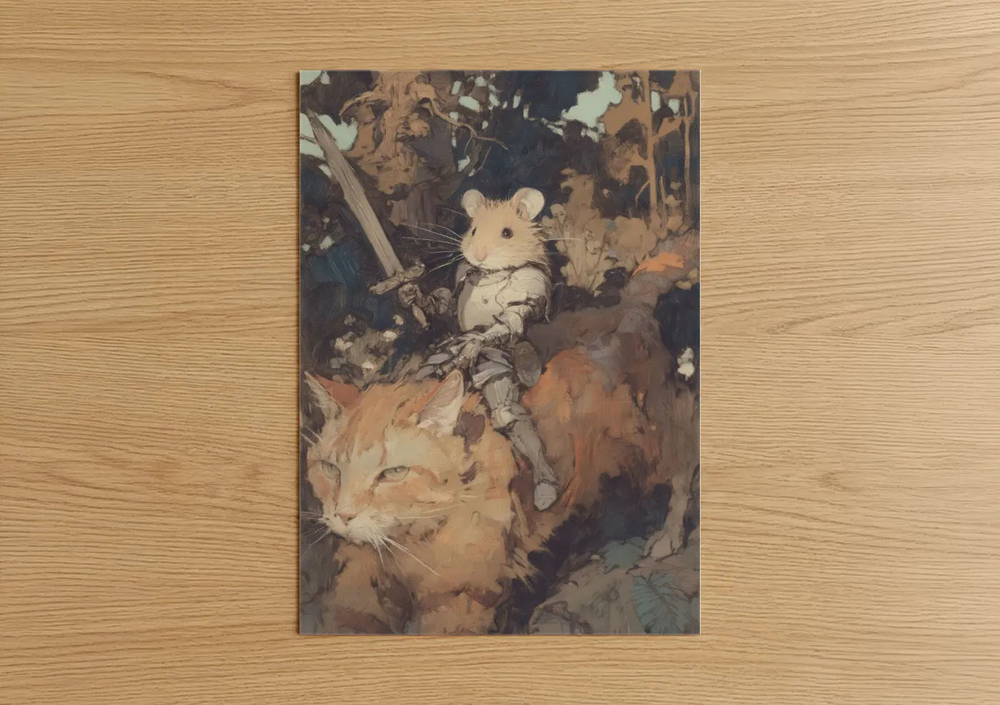 Armored Hamster Medieval Fantasy Wall Art