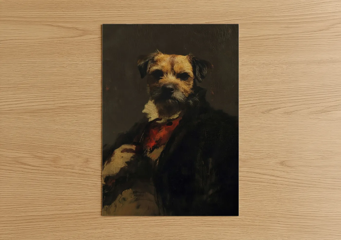 Dapper Terrier Portrait Classic Oil Wall Art