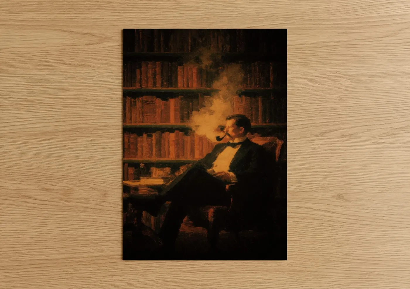 Man Smoking Pipe Library Portrait Wall Art