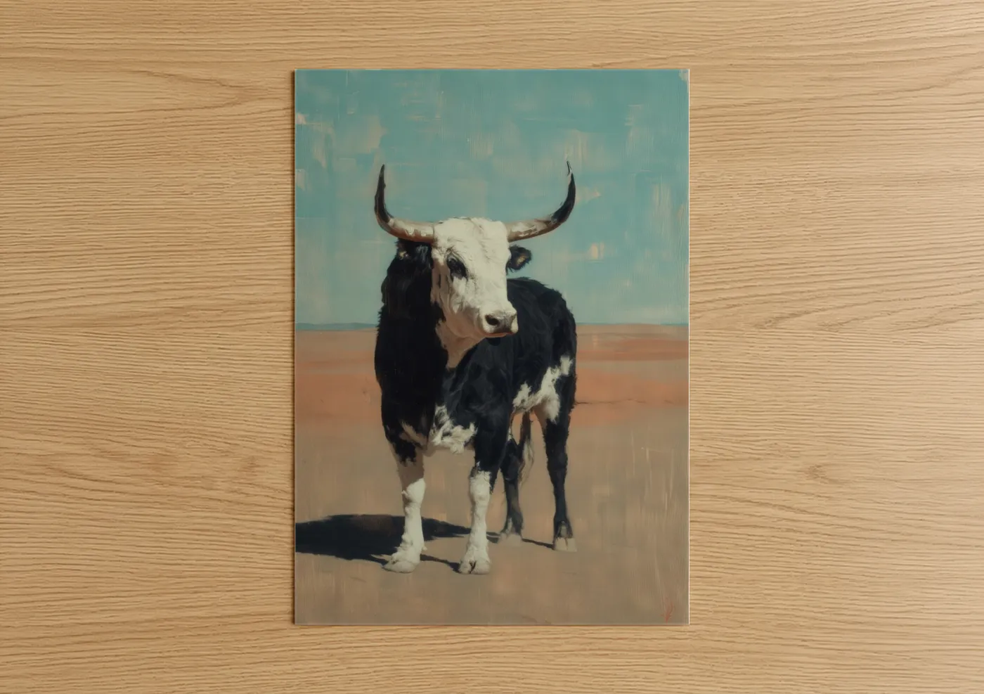 Desert Bull with Long Horns Portrait Wall Art