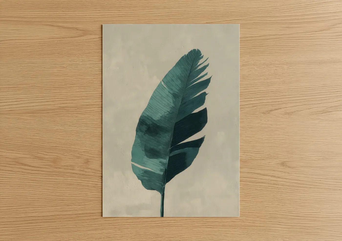 Teal Tropical Leaf Botanical Art Wall Art
