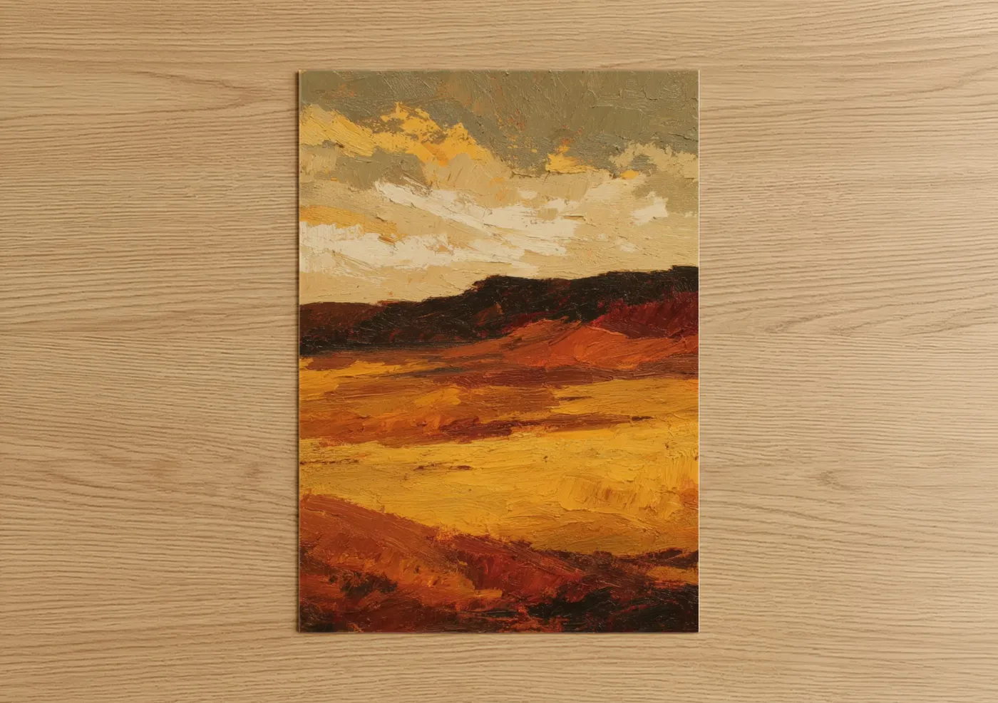 Golden Desert Dune Landscape Painting Wall Art