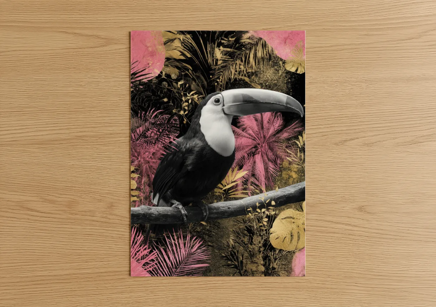 Tropical Toucan Pink Botanical Wall Art