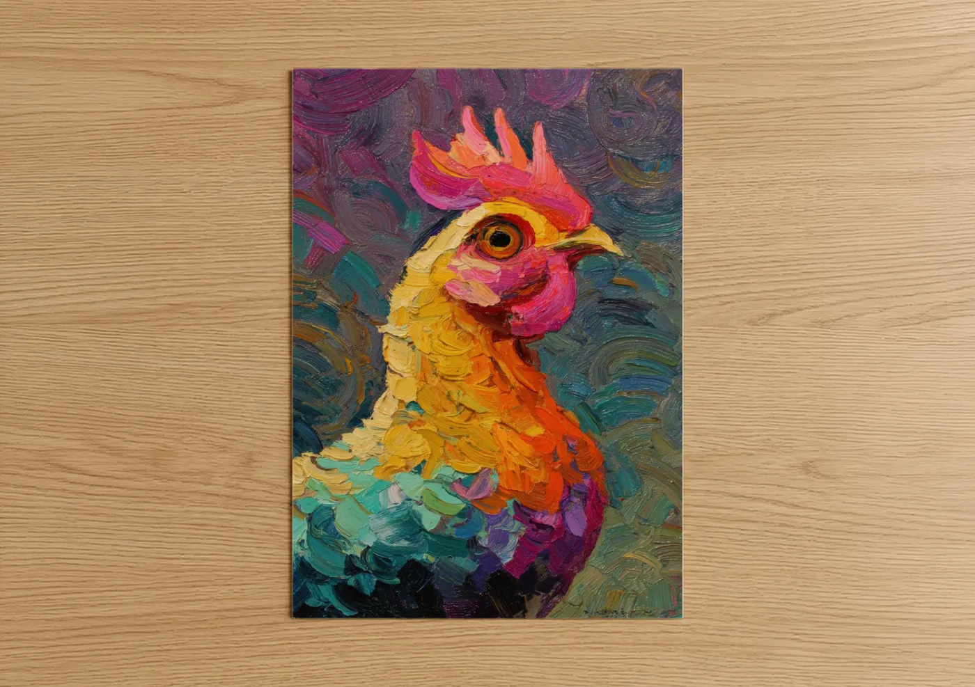 Vibrant Rooster Impressionist Wall Art