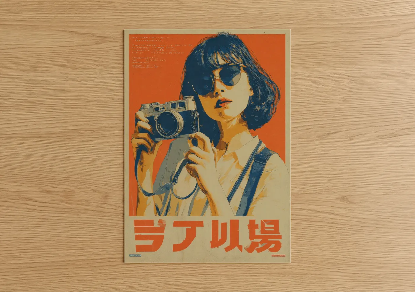 Vintage Japanese Camera Girl Retro Poster Wall Art