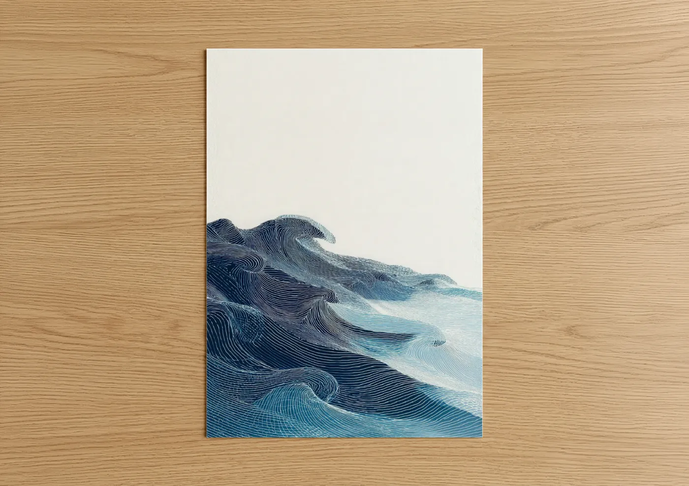 Abstract Ocean Waves Line Art Print Wall Art