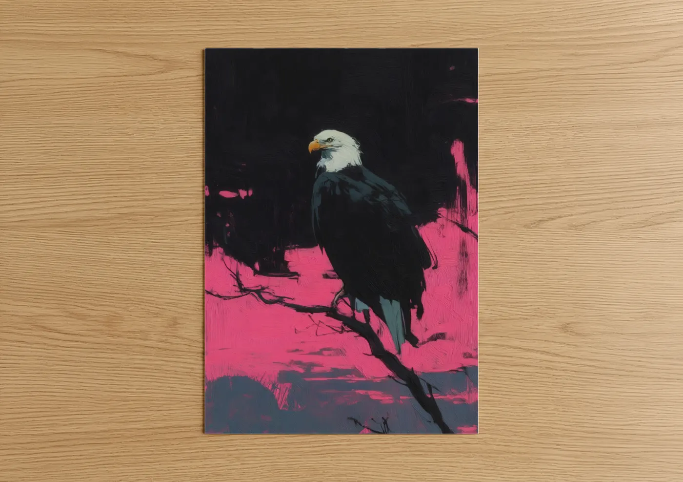 Neon Eagle Portrait Modern Wall Art