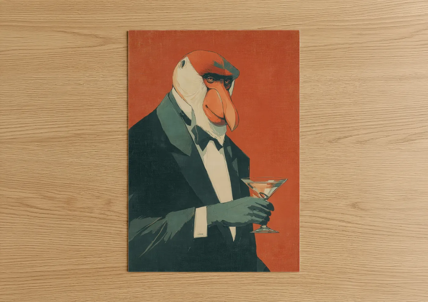 Sophisticated Monkey in Tuxedo Illustration Wall Art