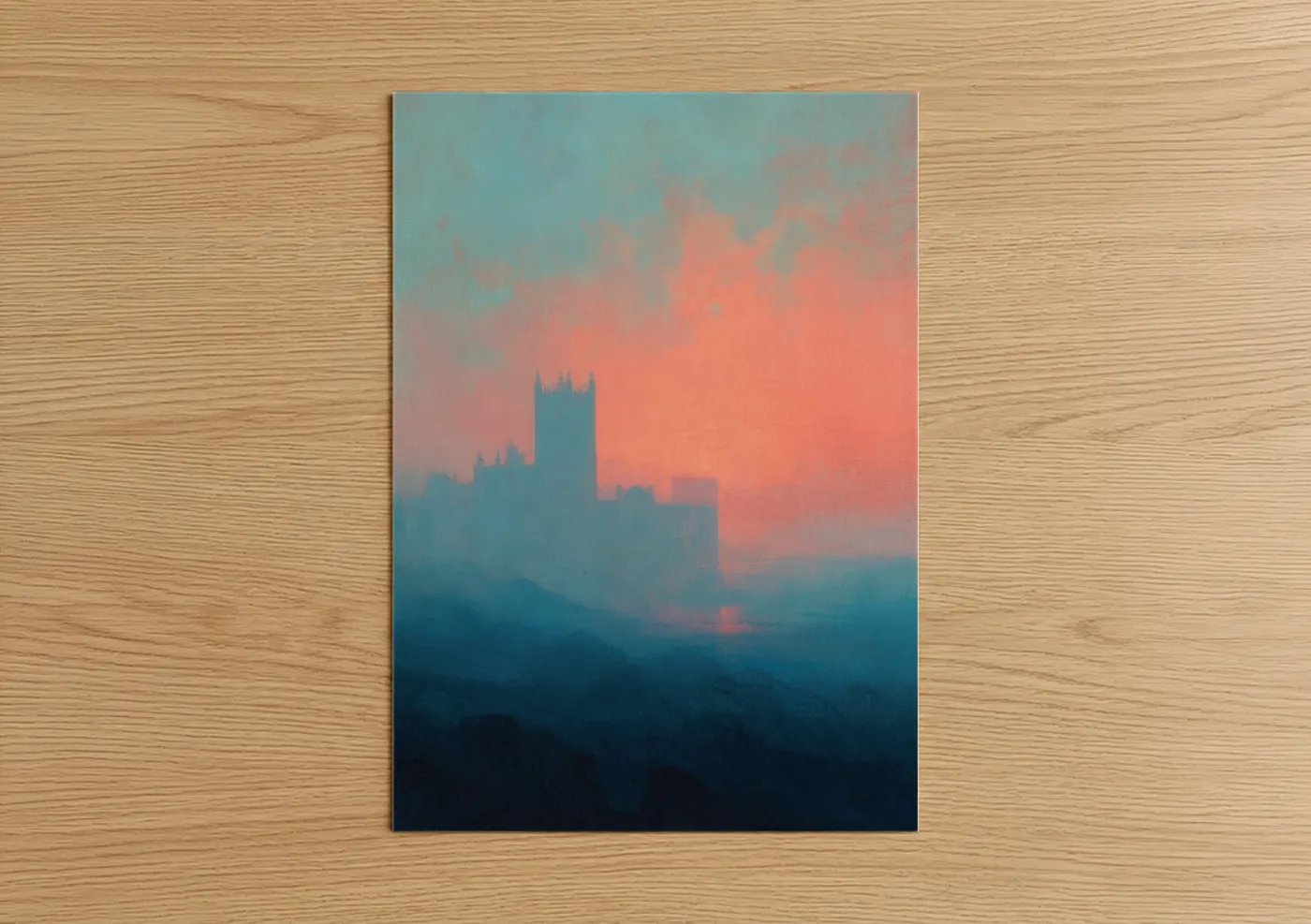 Misty Cathedral Sunrise Painting Wall Art