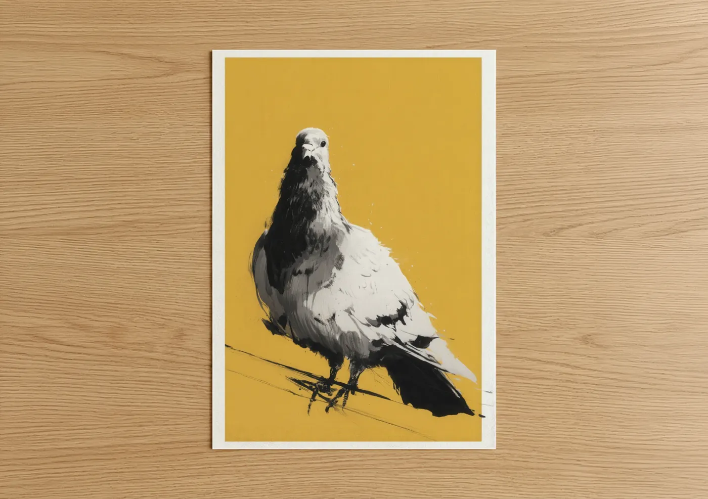 Golden Pigeon Modern Art Minimalist Wall Art