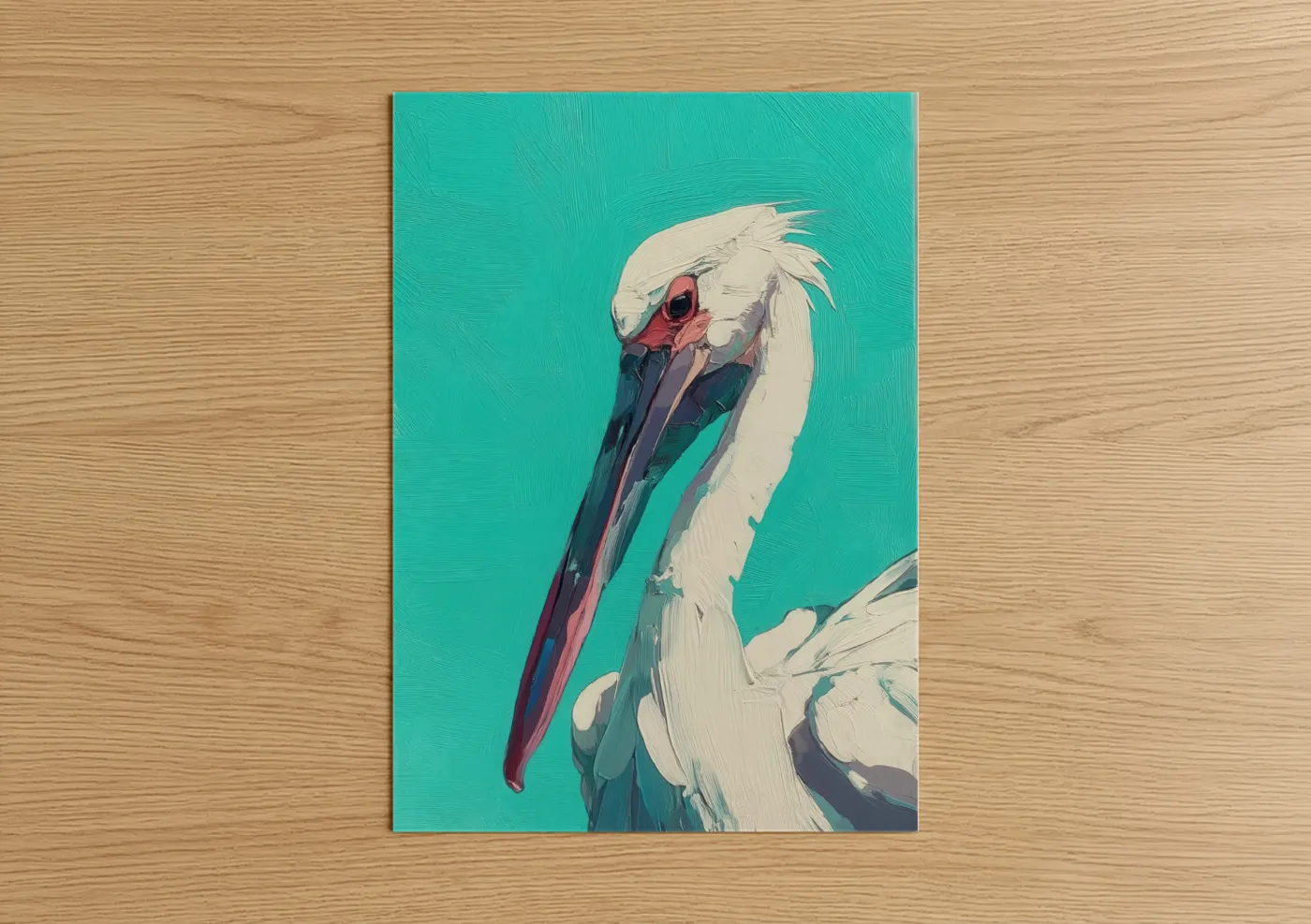 Turquoise Pelican Modern Wildlife Wall Art
