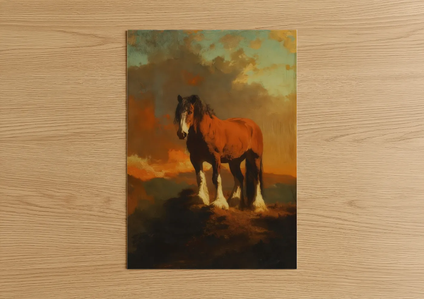 Golden Hour Clydesdale Horse Painting Wall Art