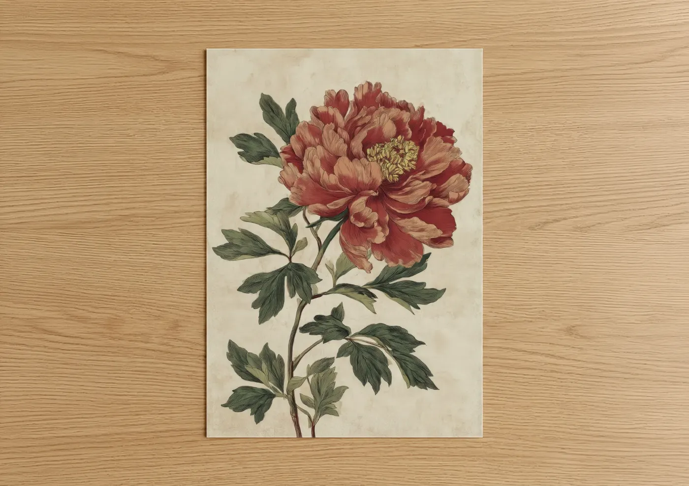 Crimson Peony Bloom Botanical Wall Art
