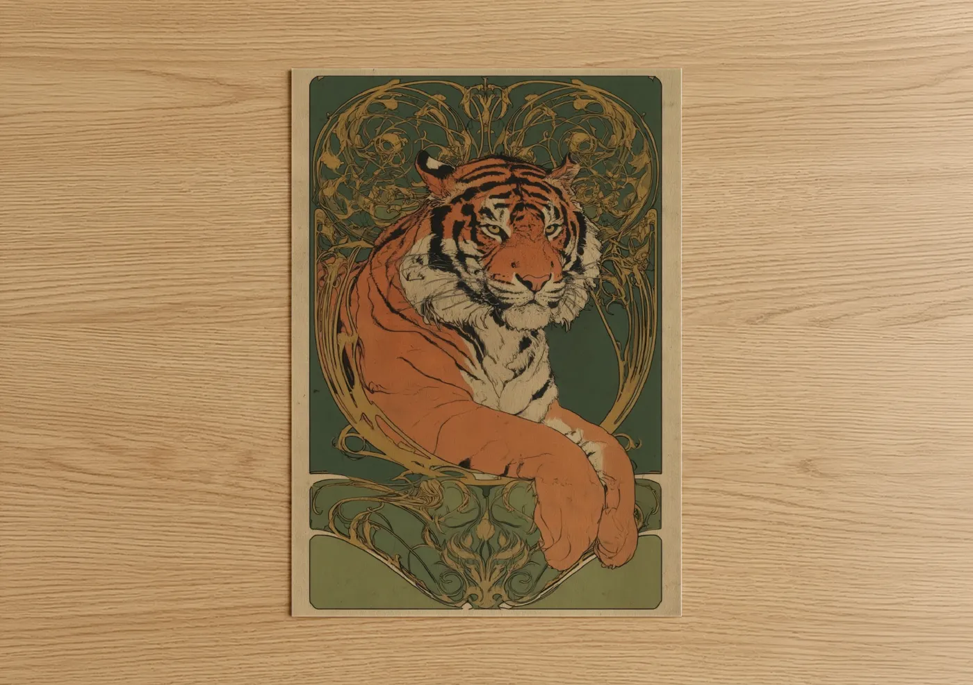 Regal Tiger Portrait Art Deco Wall Art