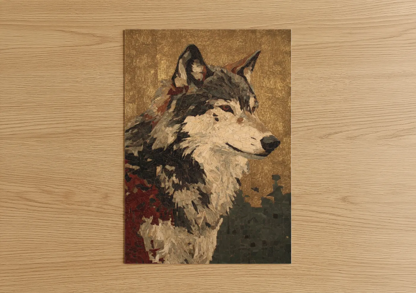 Regal Wolf Gold Mosaic Wall Art