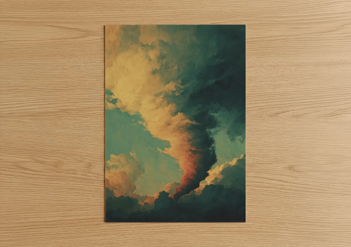 Golden Tornado Fury Abstract Storm Wall Art