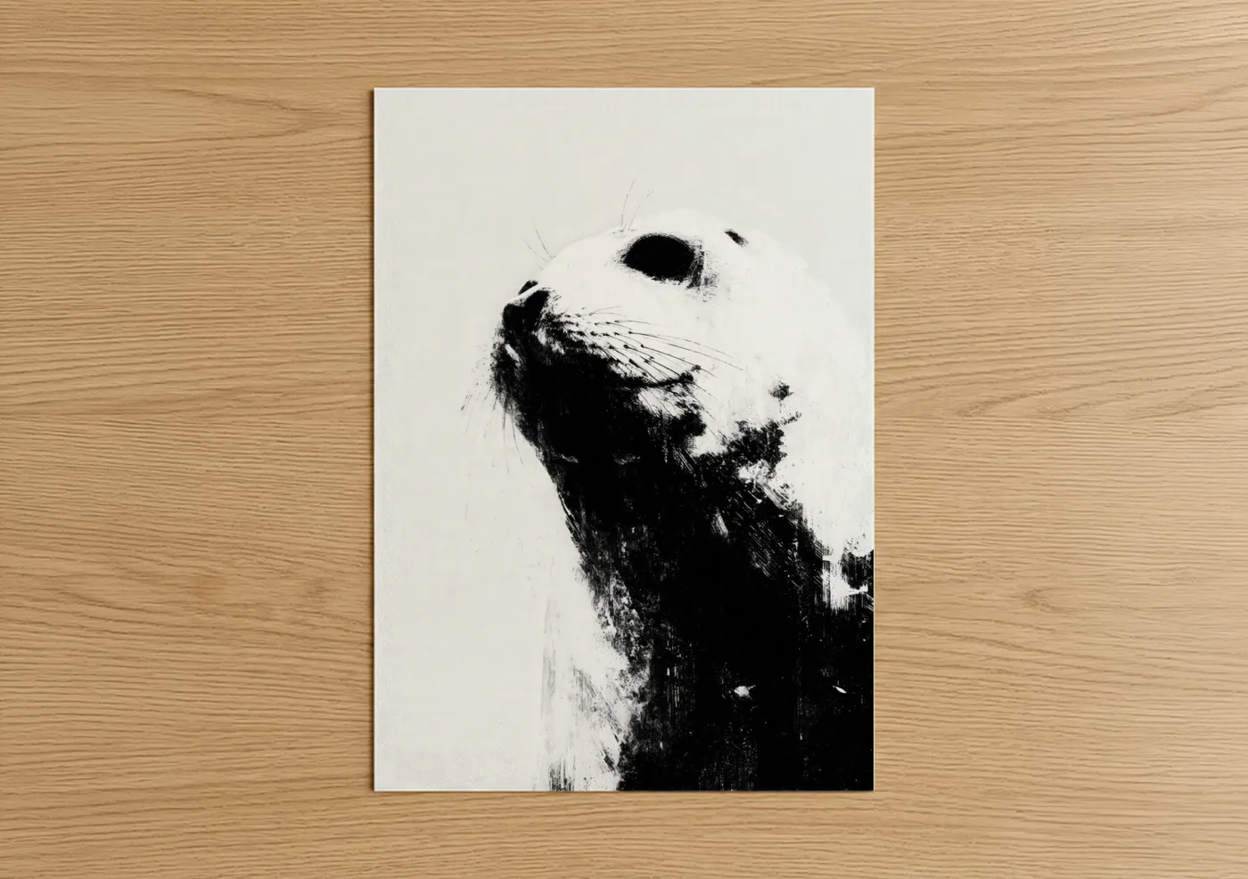 Contemplative Seal Black and White Wall Art