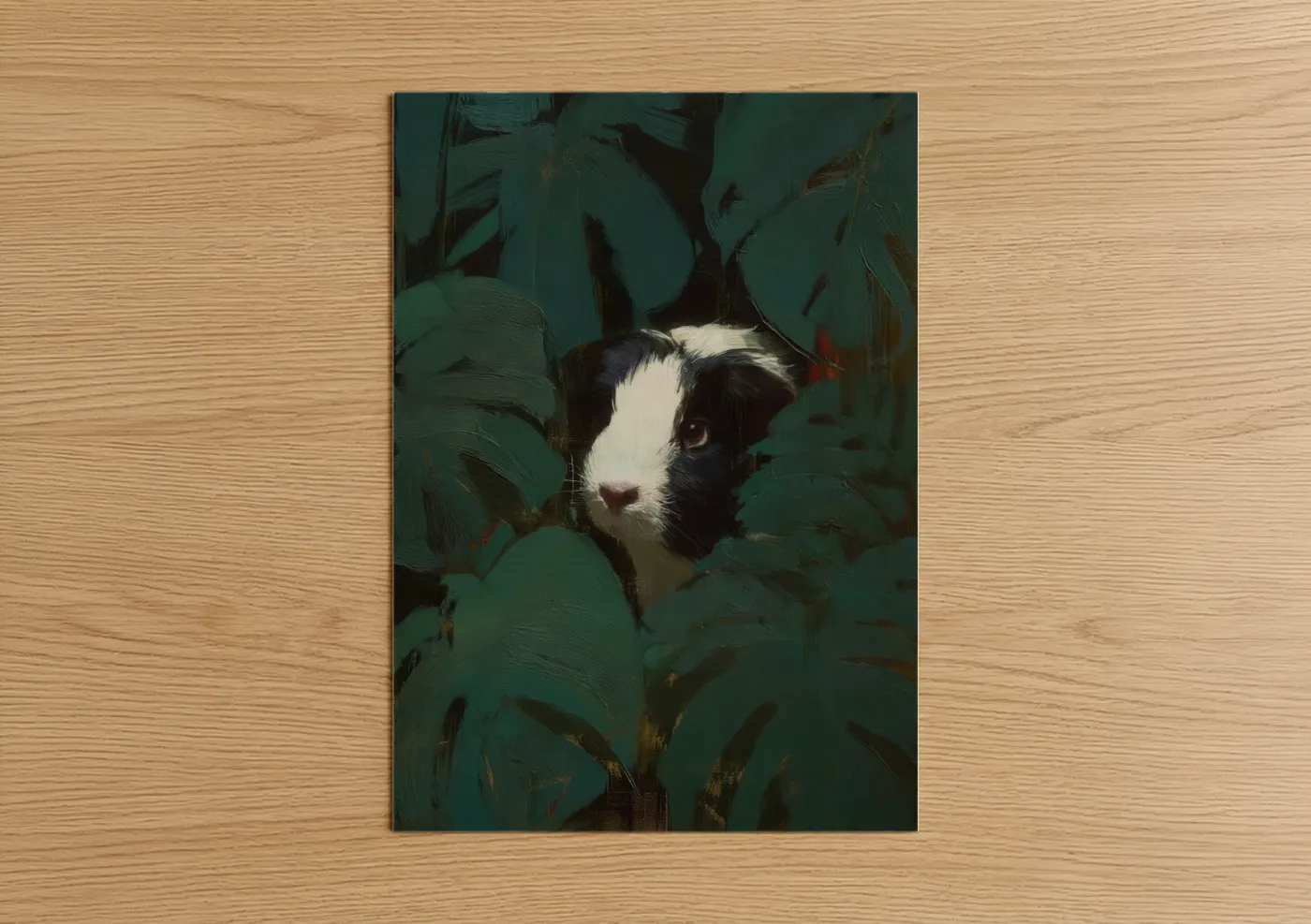 Black and White Guinea Pig Garden Portrait Wall Art