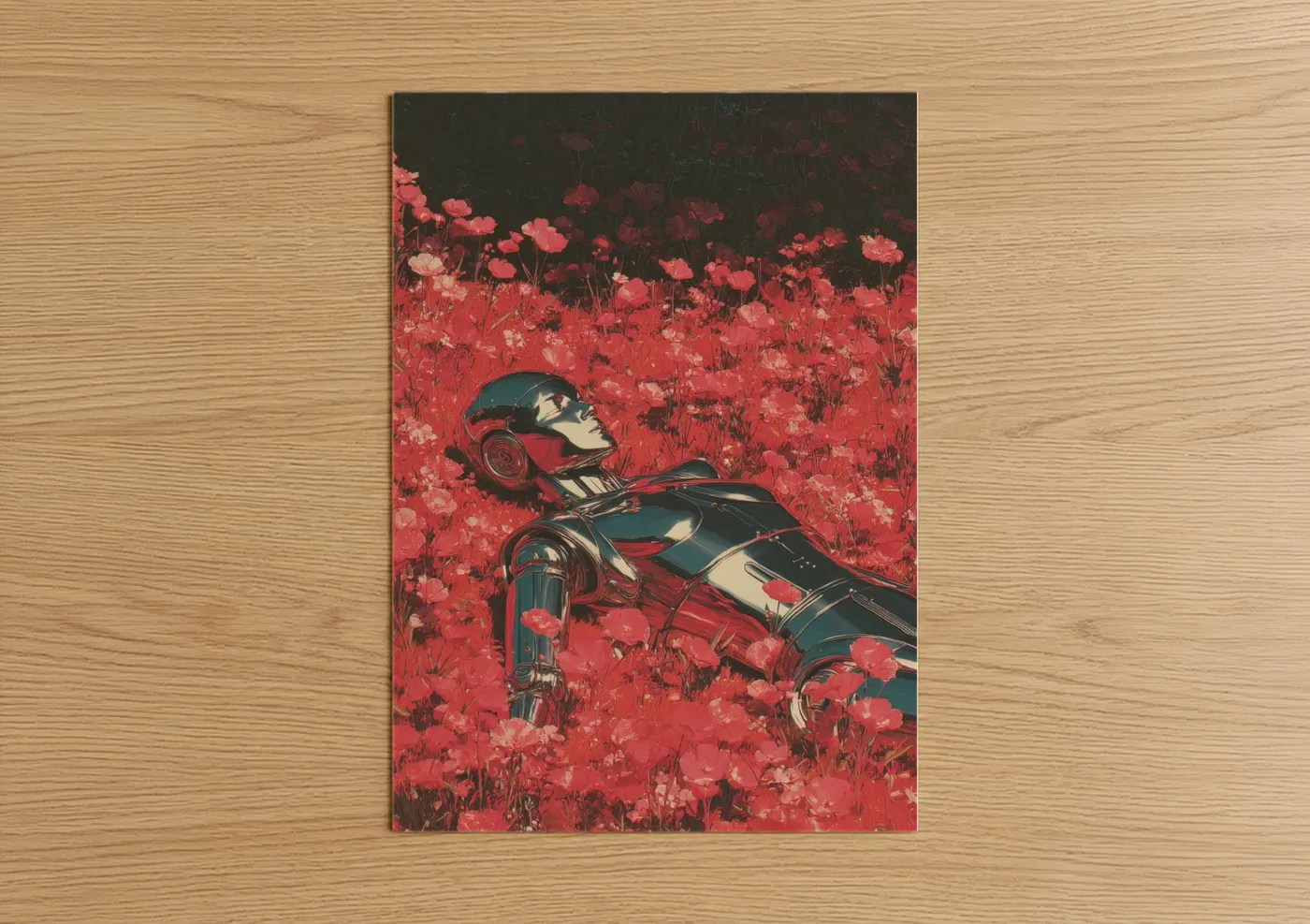 Dreaming Astronaut in Poppy Field Wall Art