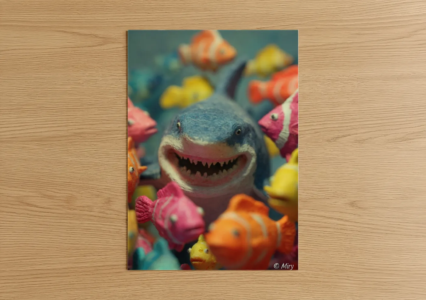 Cheerful Bull Shark Colorful Reef Wall Art