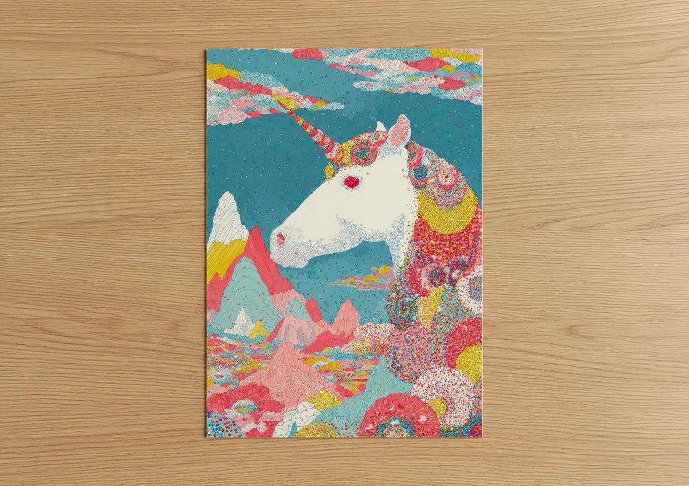Rainbow Unicorn Fantasy Art Illustration Wall Art