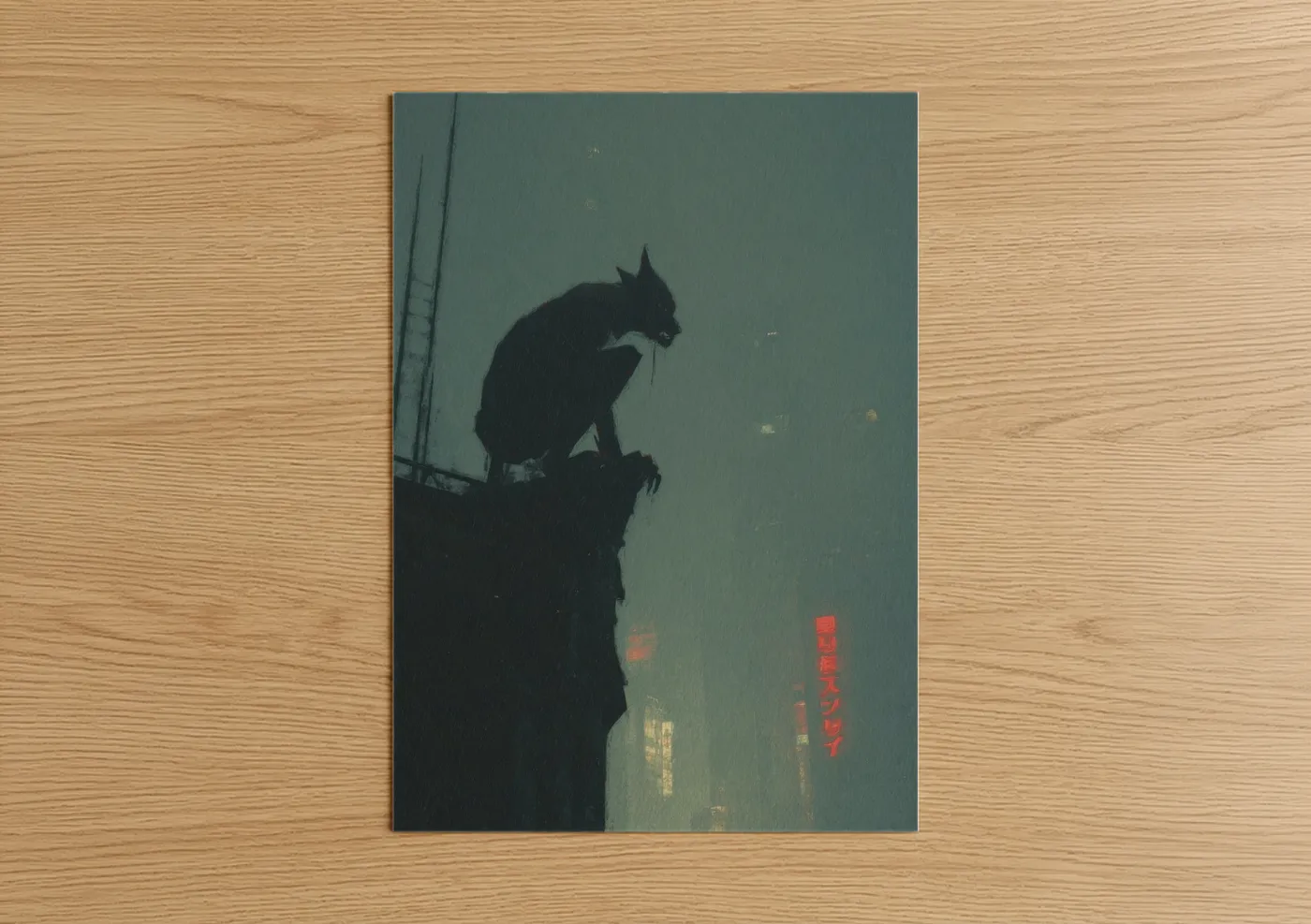 Rooftop Werewolf Dark Fantasy Wall Art