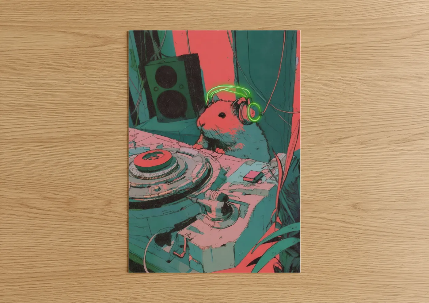 DJ Hamster Pop Art Music Illustration Wall Art