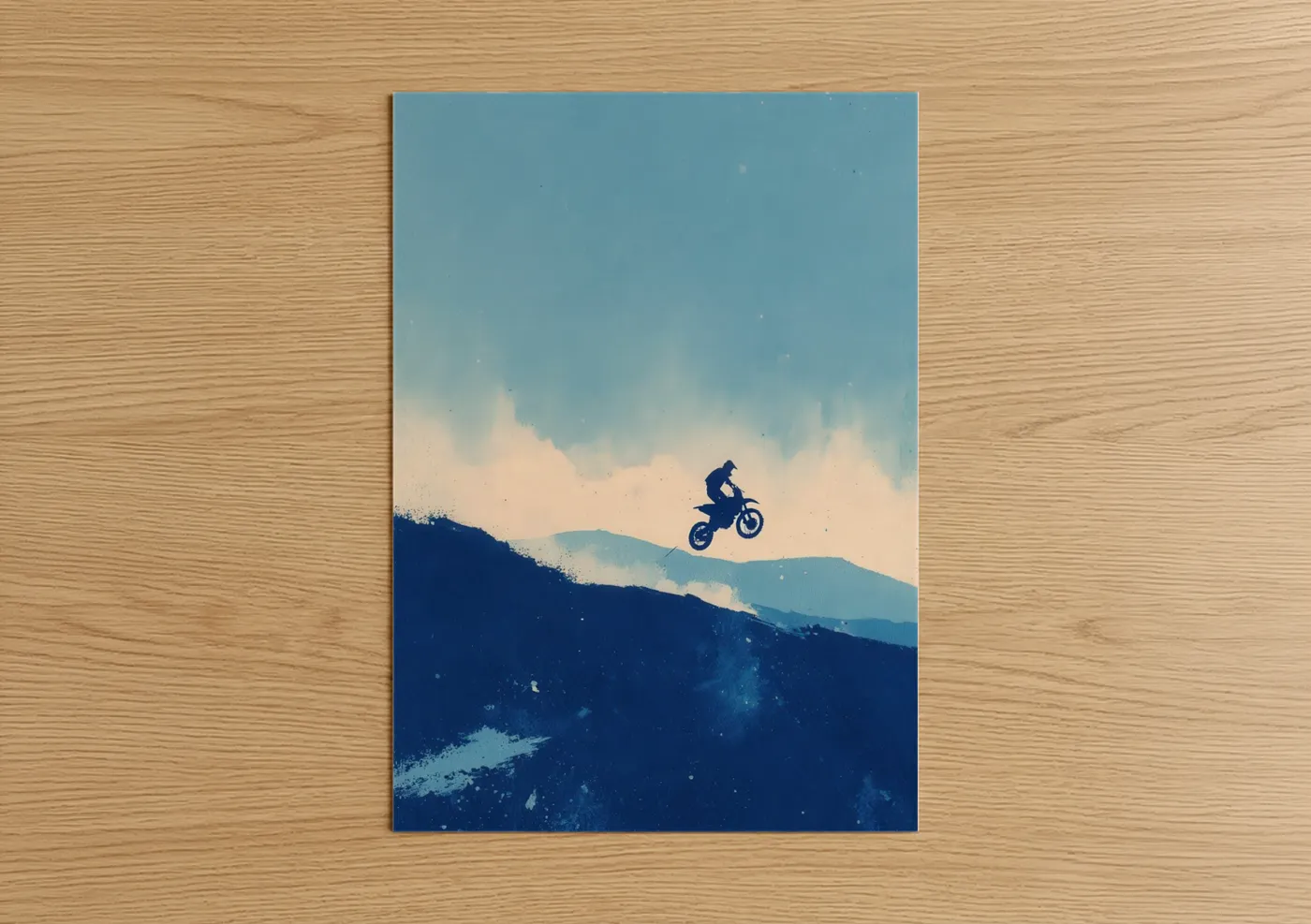 Mountain Air Motocross Stunt Illustration Wall Art
