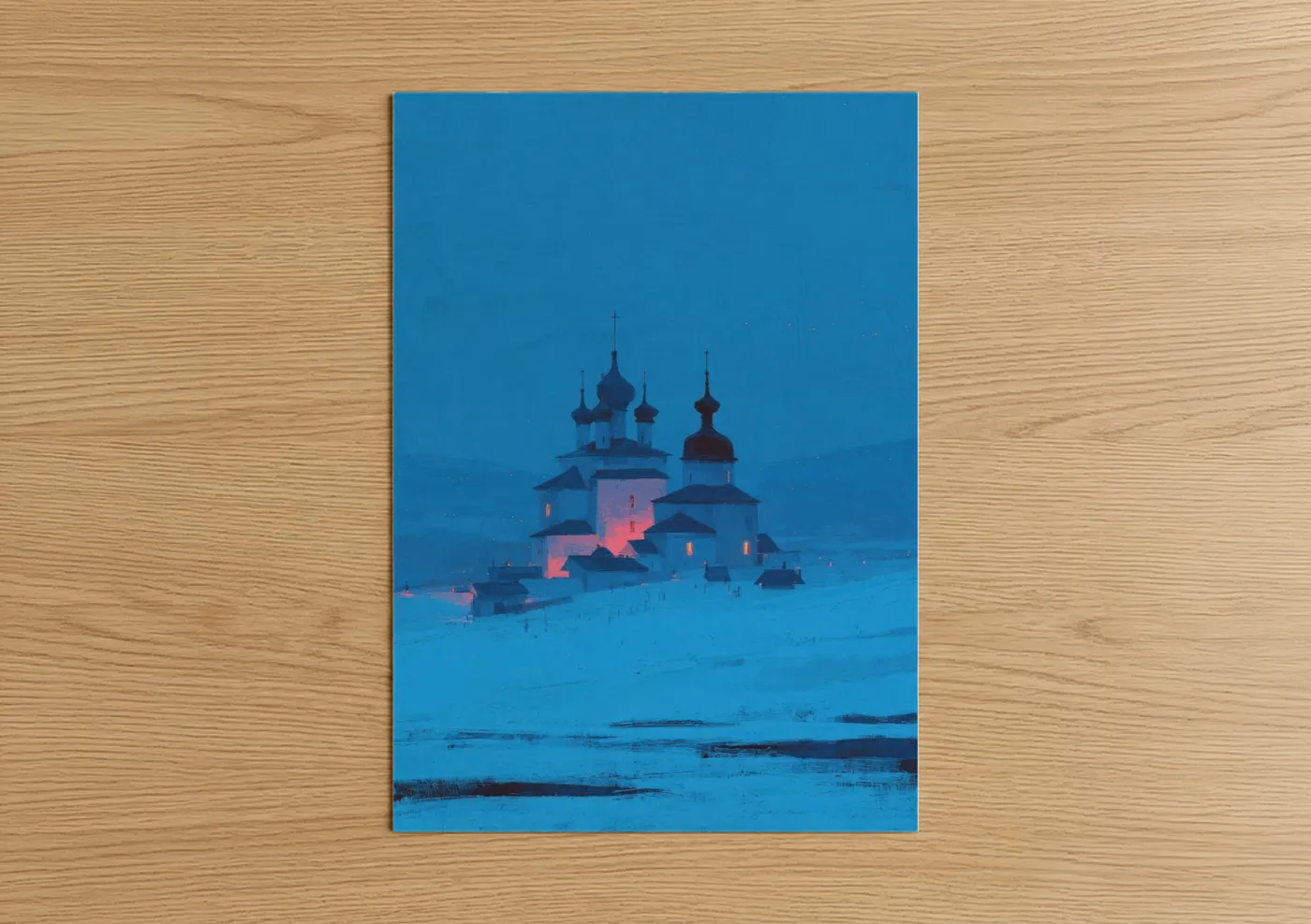 Snowy Monastery Winter Landscape Wall Art
