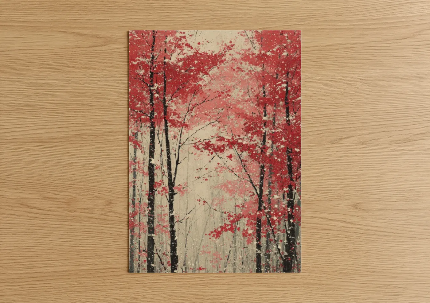 Crimson Maple Forest Autumn Landscape Wall Art