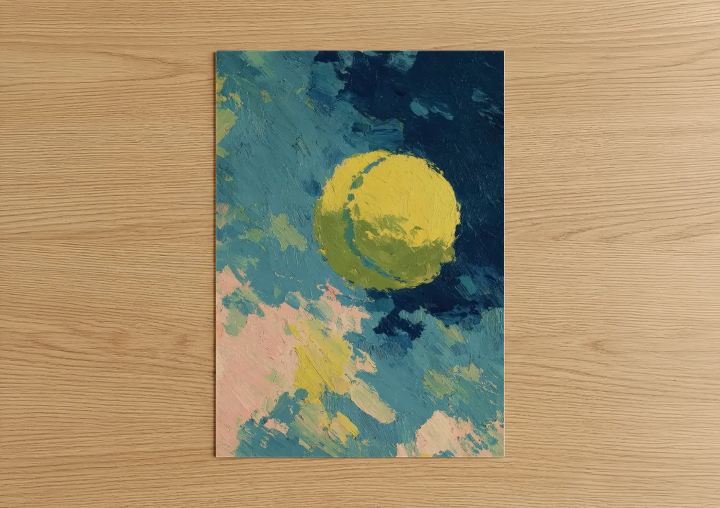 Golden Tennis Ball Abstract Wall Art