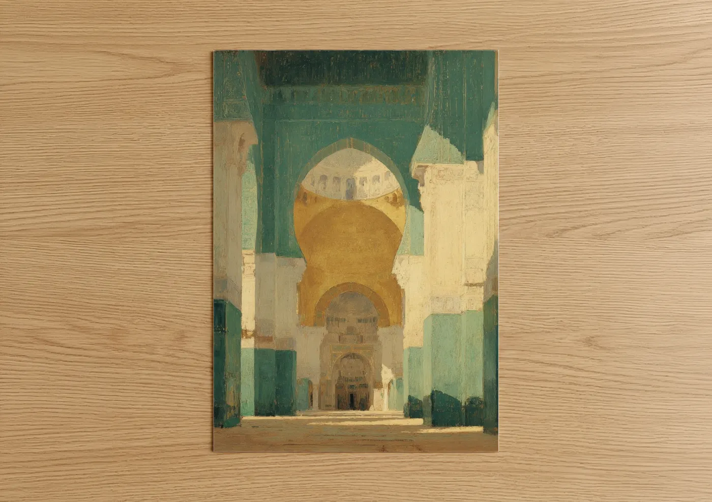 Golden Arched Mosque Interior Architecture Wall Art