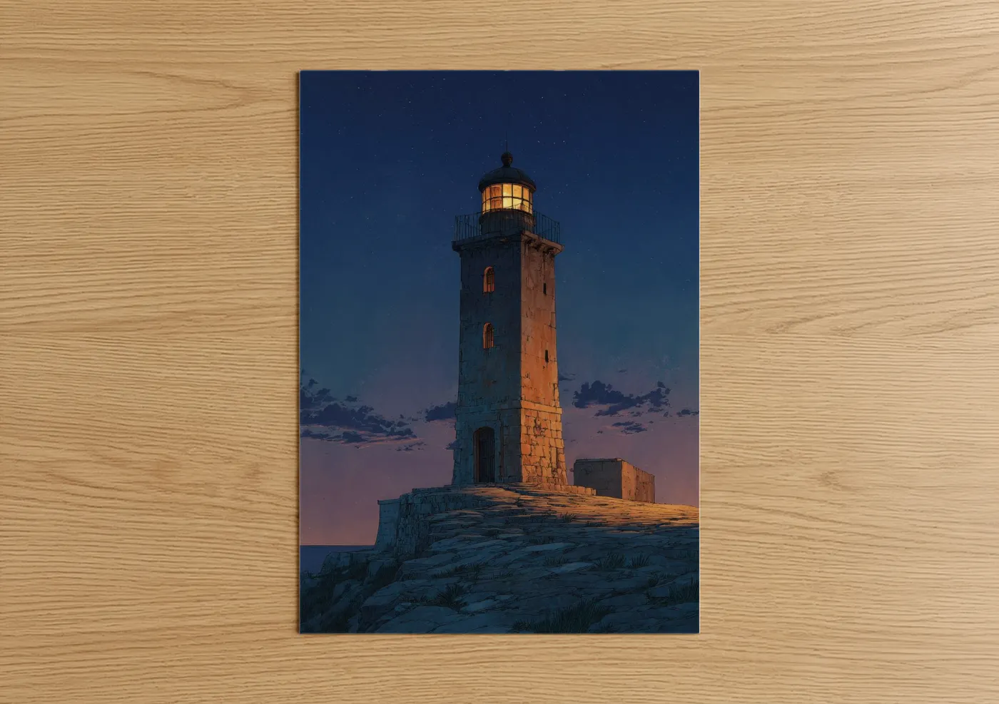 Starlit Lighthouse Night Sky Photography Wall Art