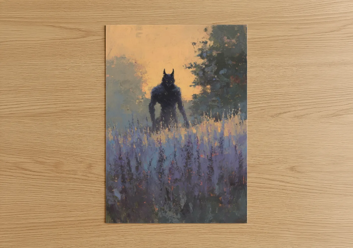 Werewolf Lavender Field Dark Fantasy Wall Art