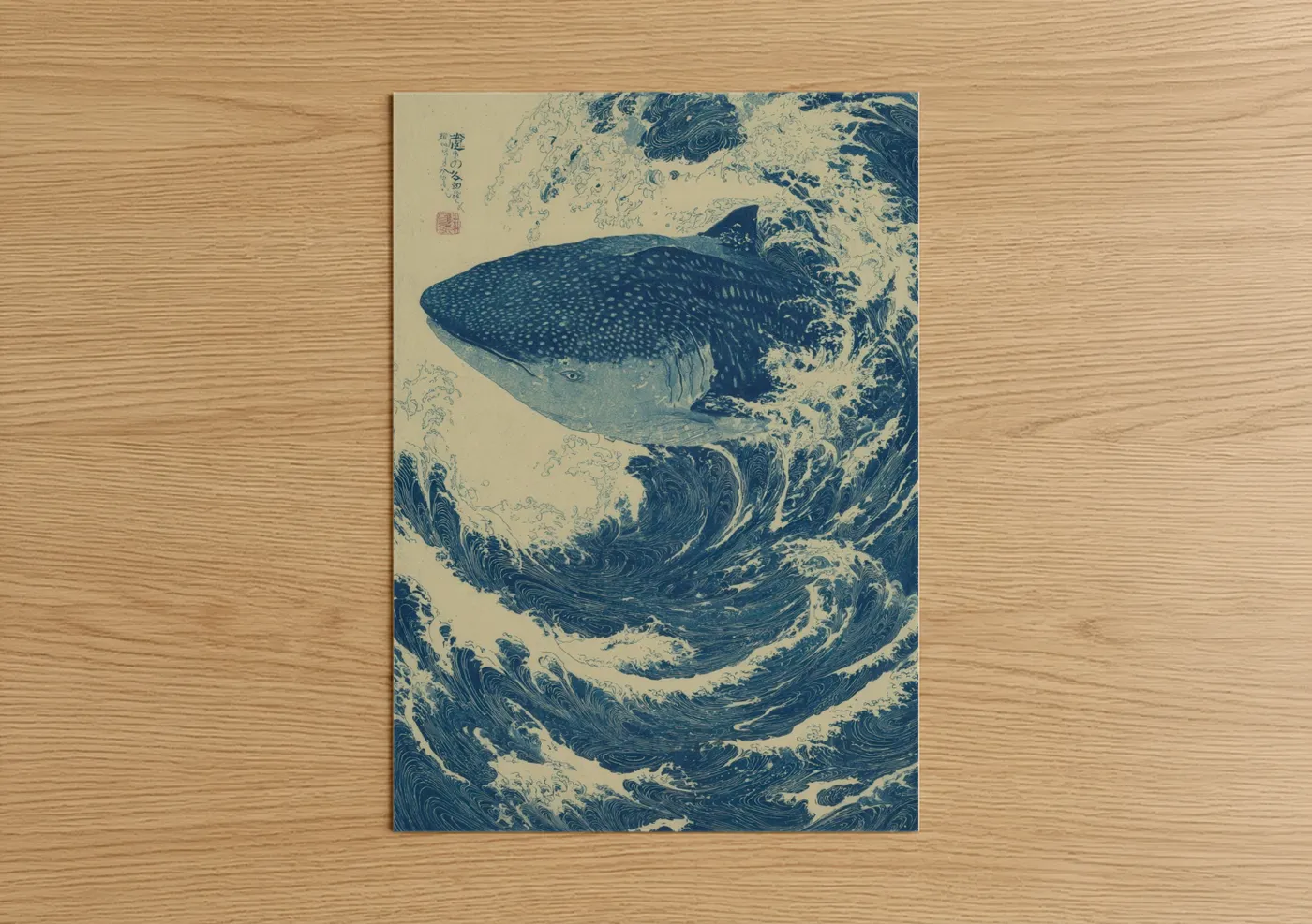 Whale Shark Ocean Wave Japanese Wall Art