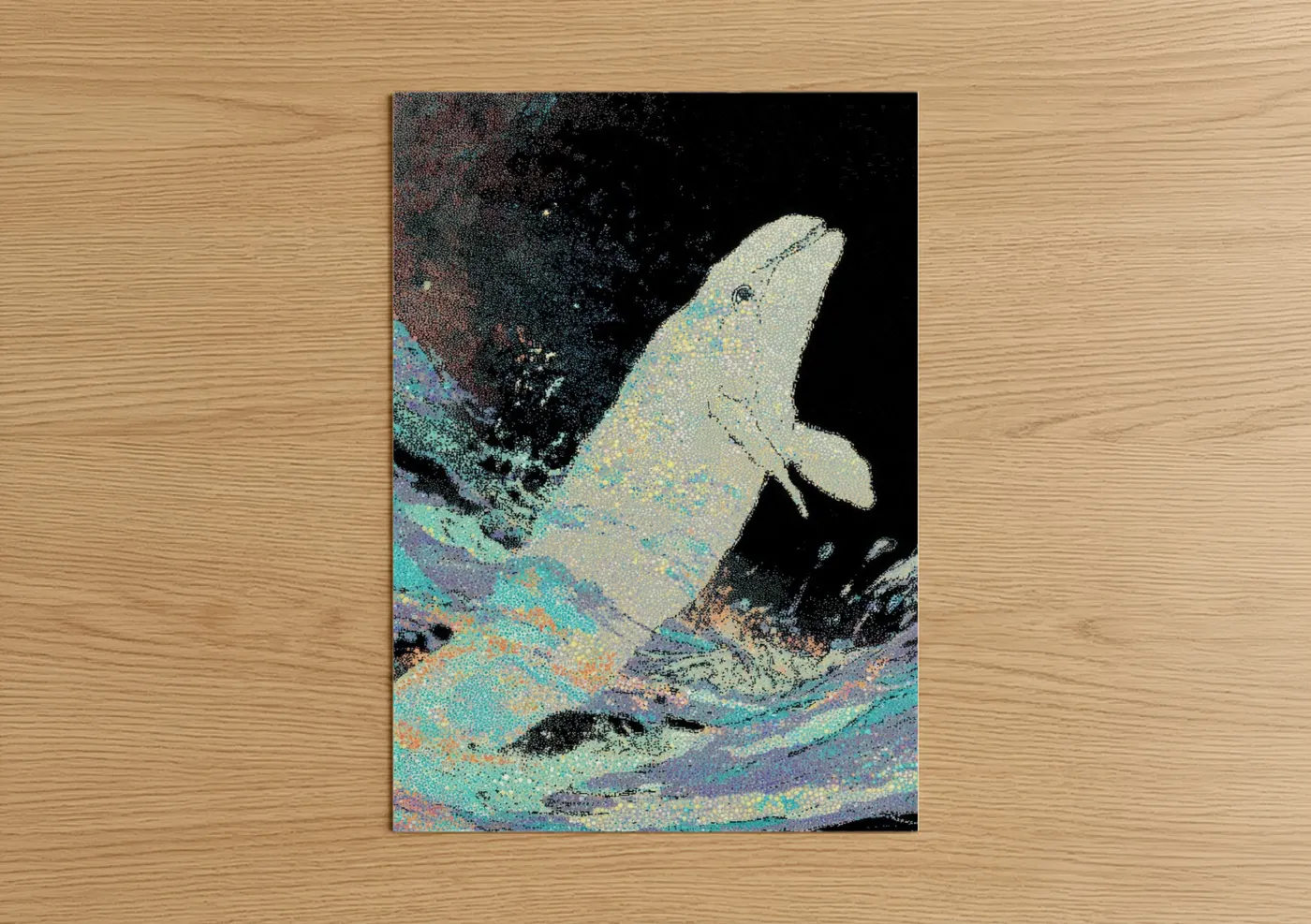 Luminous Beluga Whale Arctic Ocean Wall Art