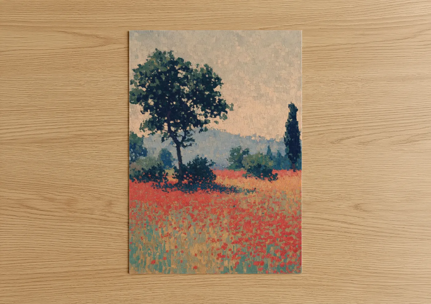 Tuscan Poppy Field Landscape Painting Wall Art