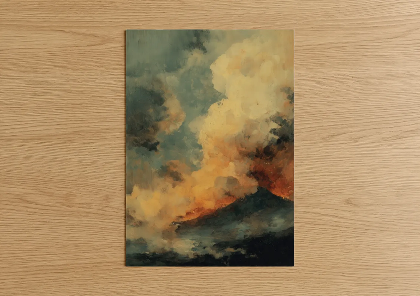 Dramatic Erupting Volcano Landscape Wall Art