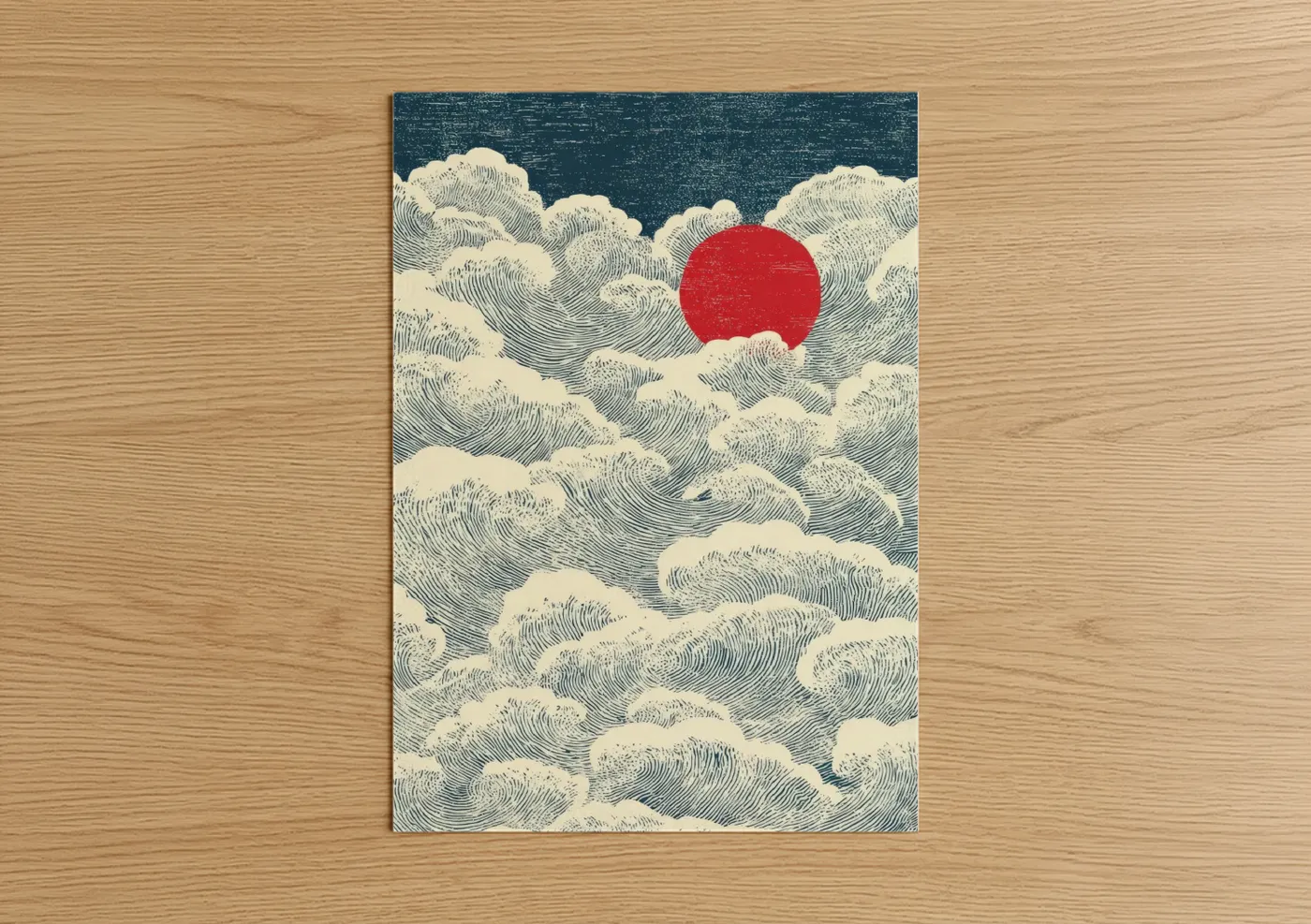 Crimson Galaxy Rise Japanese Woodblock Wall Art