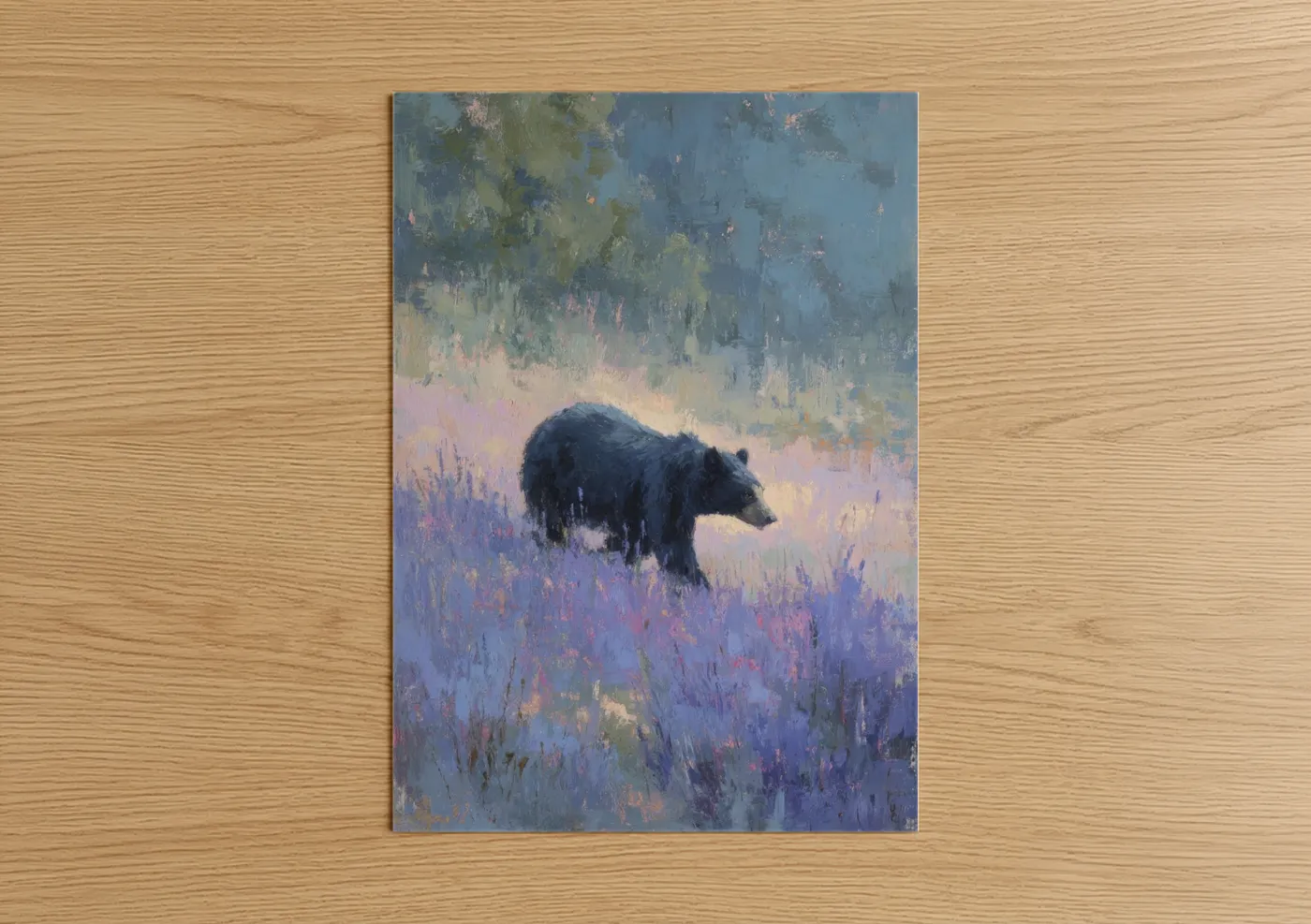 Sloth Bear Misty Meadow Impressionist Wall Art