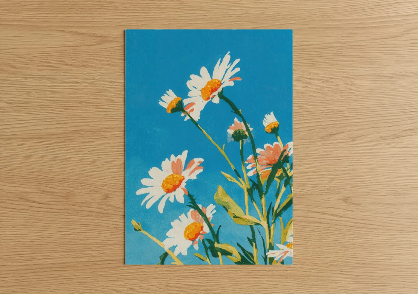 Cheerful Daisy Cluster Blue Sky Wall Art