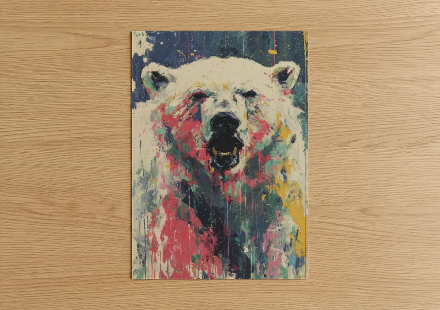Colorful Polar Bear Abstract Wall Art