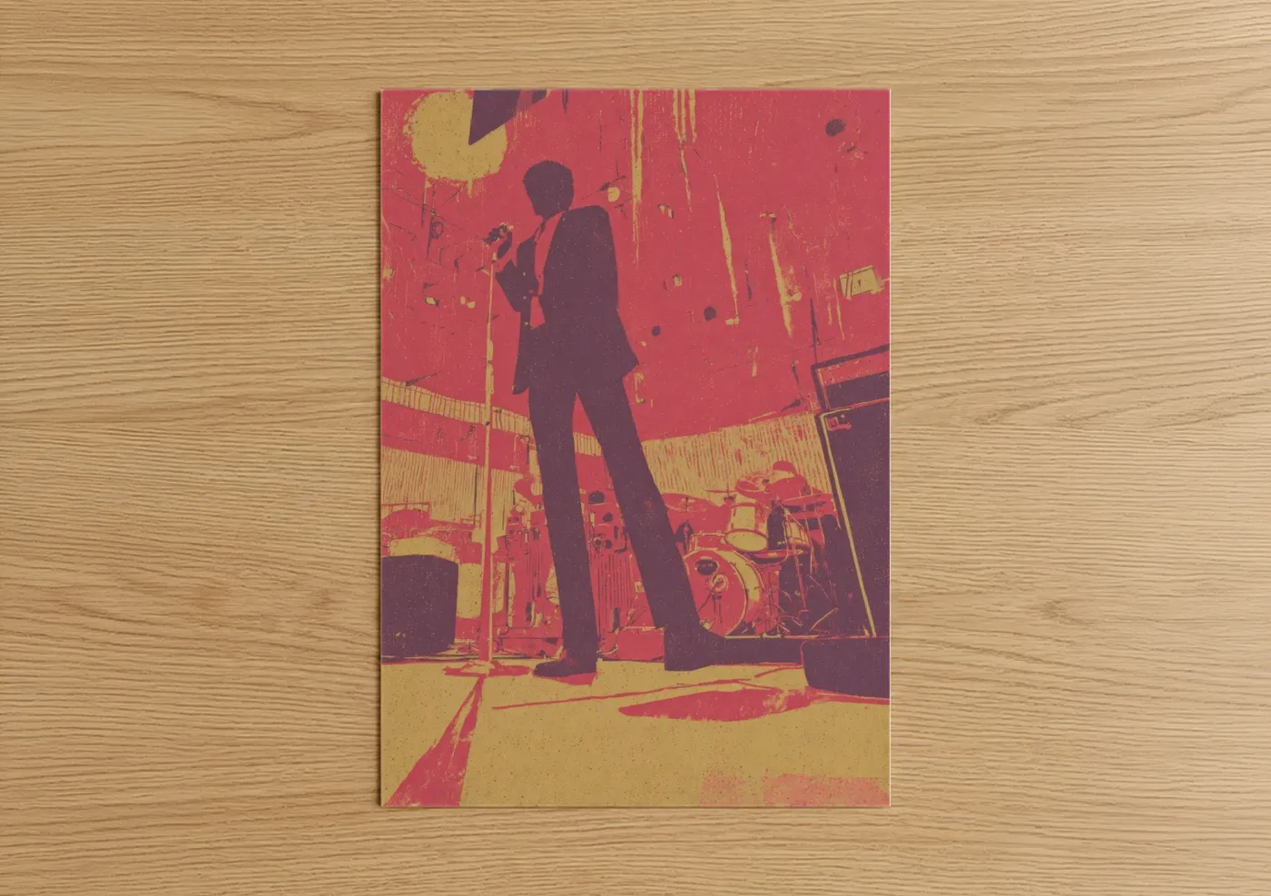 Funk Musician Silhouette Retro Poster Wall Art