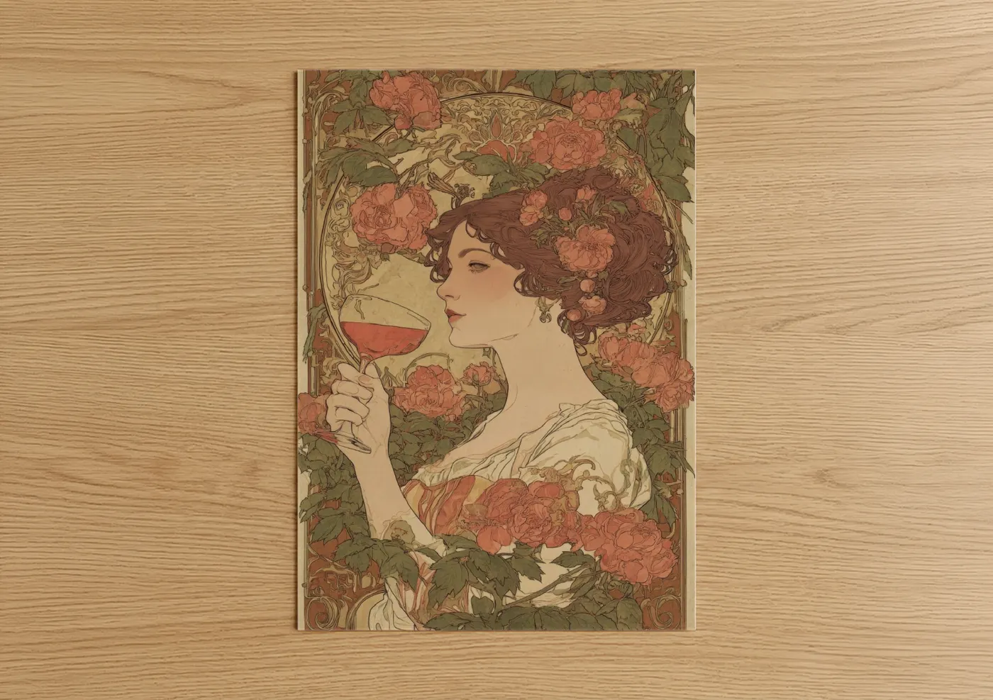 Art Deco Woman with Rosé Wine Wall Art