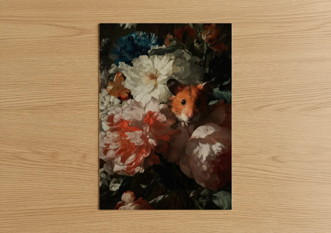 Hamster in Vintage Floral Garden Wall Art